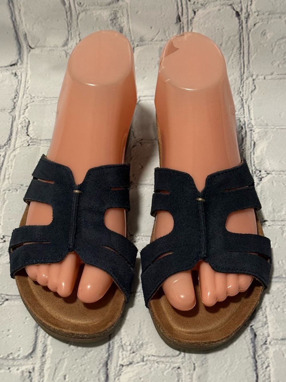 Earth Origins Suede Slide Sandals Sz 7 Navy Blue Comfort Shoes